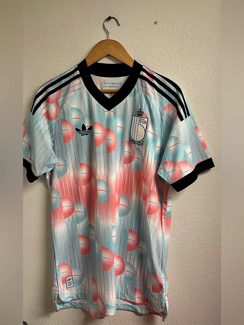 Adidas Belgium Away Authentic Soccer Jersey Men M RBFA Blue Pink